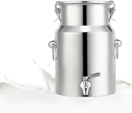 KELUNIS Milchkanne Edelstahl Milchtransportfässer Milchkanne Schwerlast Mit Wasserhahn Und Versiegelter Deckel Für Milch Wein Öl,5L