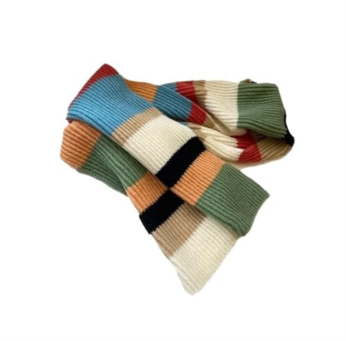 Gestreifter Strickschal für Damen, warm, für Herbst und Winter, Strickwaren, blau, One size