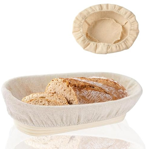Cestino Lievitazione, Cesto di Fermentazione per Viti, Cesto di Fermentazione in Rattan Fatto a Mano, Cesto di Pane in Rattan Fatto a Mano con Fodera in Lino, Usato per Pasta, Pizza
