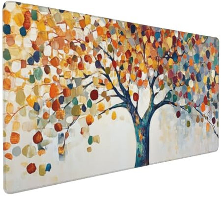 Gaming Mauspad XXL Baum des Lebens Mousepad 1000x500x4mm Baum Verlängertes Mauspad Schreibtischauflage,Genähte Kanten Mauspad,Verbessert Präzision Geschwindigkeit Wasserdicht Geeignet für Büro,Spiele