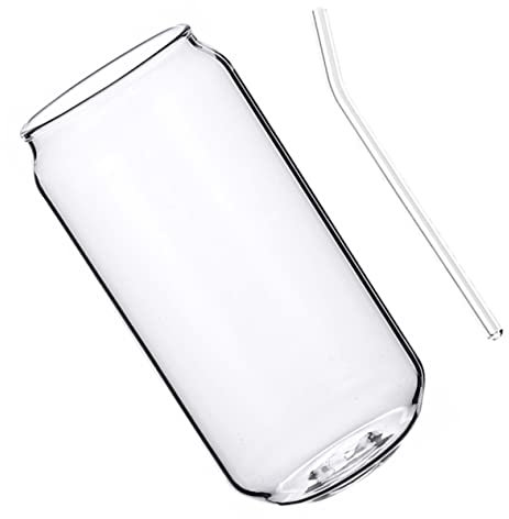 OKUMEYR Hitzebeständiger Glasbecher Mit Trinkhalm Transparenter Saftbecher Und Aufbewahrungsbecher Rundes Mundstück Einfach Zu Reinigen Gesundes Material Glatte Oberfläche Für Kaffee Tee c