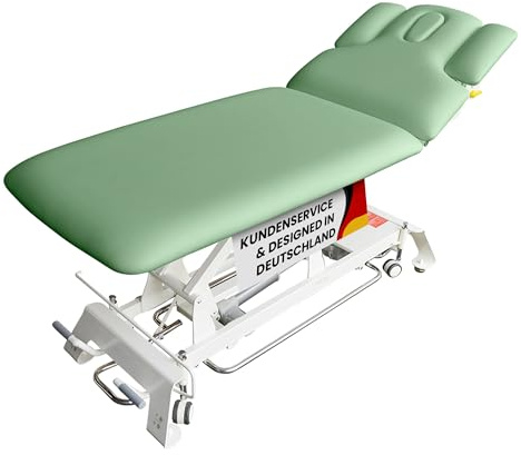 Promafit® Elektrische Massageliege Houston – VERGLEICHSSIEGER* – inkl. 3-teiliges Kopfteil, Armablagen & Papierrollenhalter – Ideal für Kosmetik & Therapie (höhenverstellbare 2-Zonen-Liege)