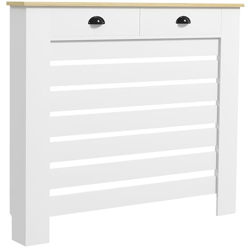 HOMCOM Couvercle de Radiateur Cache Radiateur 111 x 19 x 95,5 cm Blanc