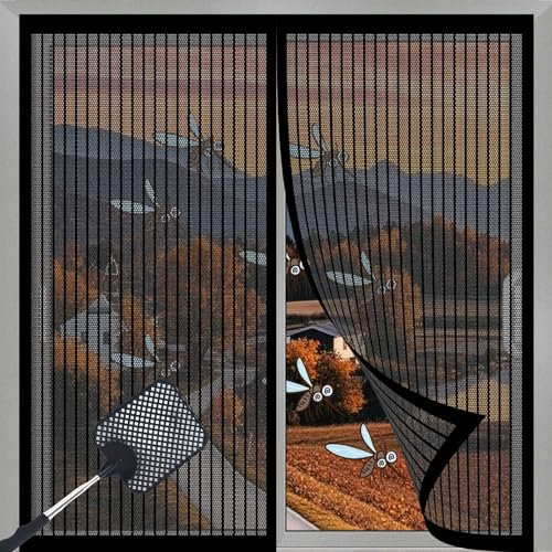 Magnetica Tenda Termica Isolante 38 x 110 cm, Facile da Installare, Apertura e Chiusura Silenziosa, Anti Freddo, Oscuramento, Insonorizzazione, Tenda Zanzariera, per Tutte Le Porte e Finestre, Nero