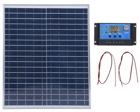Solarpanel Set 20W Monokristallines Solarmodul mit 60A Laderegler, 12V 24V Wasserdichtes Tragbares PV-Modul für Wohnmobil, Auto, Boot, Camping