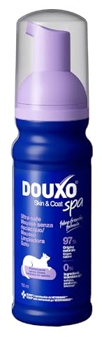 DOUXO® Skin & Coat SPA - Espuma Ultra Suave de Limpieza sin estrés para Gatos, 150 ml, Limpia e hidrata de Forma Segura, Pelo Suave, Radiante y con un Olor excelente, fórmula respetuosa con la Piel