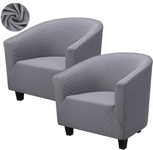 Segus Sesselhusse, 2 Stück Sesselbezug für Cocktailsessel, Sesselschoner Elastisch Sesselüberwurf, Abnehmbar und Waschbar, Sesselüberzug für Einzelsofa, Clubsessel (Hellgrau, Gestrick)