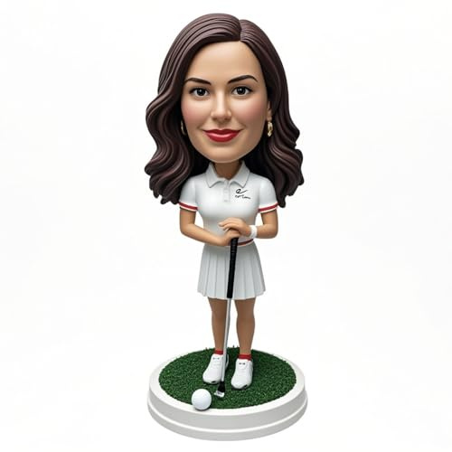 mydedor Custom Female Golfer Wackelkopf in Aktion - Personalisierte Golfer-Figur, tolle Sportwackelköpfe für Sammler