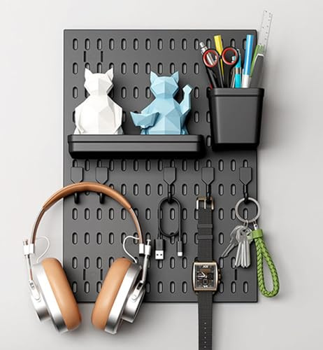 JuanNest Panneau Perforé Mural 30X42 Cm Organiseur Garage en Plastique avec Panneaux Perforés Accessoires, Kit Rangement D'outils pour Bureau, Maison, Entrepôt, Cuisine, Magasin 1 Piece (30 * 42cm),B