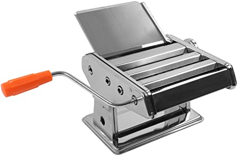 aqxreight Máquina para Hacer Pasta Manual de Acero Inoxidable con 9 Ajustes de Espesor y 3 Cortadores para Fideos Caseros