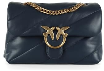 Pinko Love Big Puff, Borsa a Tracolla in Pelle Trapuntata, Blu Indaco, 28x18x11 cm
