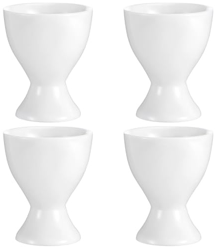 Hohopeti 4 piezas Hueveras de Cerámica Contemporáneas para Huevos Cocidos Soporte Resistente para Servir y Exhibir Cocina y Desayuno Familiar