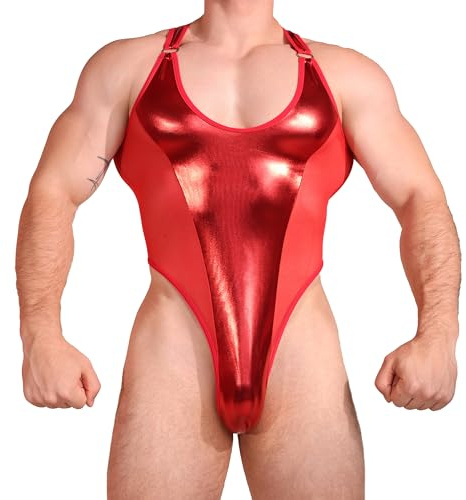 QiaTi Männer Mesh Bodysuit ärmellos sexy durchsichtige Shapewear atmungsaktive Wrestling Singletfor Männer