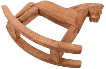 ZUNOXAZ Petit Cheval à Bascule en Bois Artisanal 18,5 X 16 X 6,5 CM, Figurine Déco Intérieure à Peindre, Centre de Table Décoratif pour Maison et Bureau, Sculpture Bois Naturel pour
