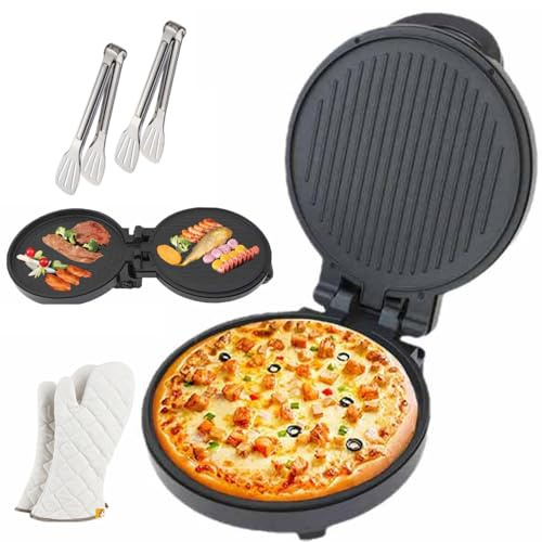Electric Pizza Oven, 1200W Fast Heating Multicooker, Double-Sided Heating, Non-Stick Surface, Easy to Clean for Indoor Home Kitchen Use