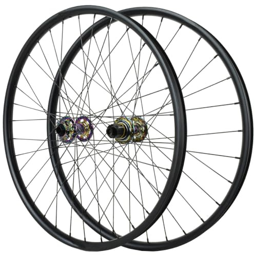 QUYCOIU 26/27,5/29 Genomgående Axel, Boost Hjulpar Mountainbike Ultralätt Fälg I Aluminiumlegering 32-håls Hjul Med Hög Hållfasthet 15×110/12×142Mm Skivbroms Passar 7–12 Kassett(Colorful,27.5in)