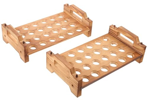 TOYANDONA Porta Design in Fori Legno Uova Strato e Doppio 24 Rotondi Resistente Organizer Salvaspazio Pasquali per Cucina Preparazione Pasti Dolci