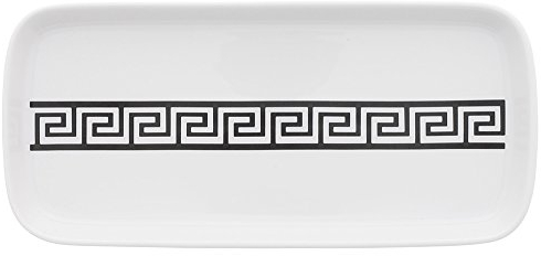 Kosmetex Kammschale Dekor Mäander Kammablage, Porzellan Schale weiß mit schwarzem Dekor im Stil Alt Grieschisch, Kammschale
