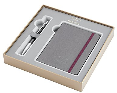 PARKER Urban estuche con bolígrafo y libreta de la colección British, Color Ébano metalizado Premium con adornos cromados