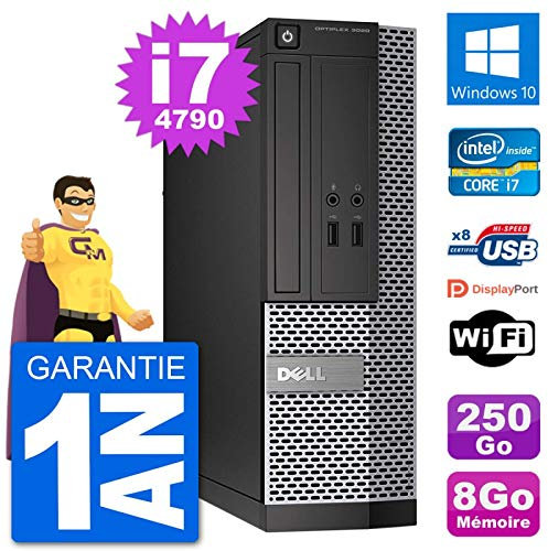 Dell PC Optiplex 3020 SFF i7-4790 RAM 8Go Disque Dur 250Go Windows 10 WiFi (Reconditionné)