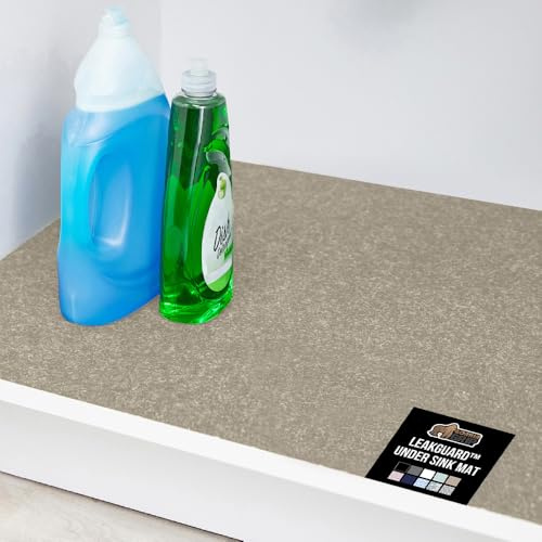 GORILLA GRIP LeakGuard Non-Adhesive Under Sink Mat for Kitchen Cabinet, Waterproof Quick Dry Shelf Liner, Durable Absorbent Felt Mats for Bathroom Sinks, Cabinets, Dresser, Easy to Trim, 24x30 Beige