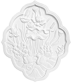 Wandrelief | vorgrundiertes schlagfestes Polyurethane | Bild | Barock | Verzierung | weiß | PU | Hexim Perfect | 600 x 510 mm | K4035