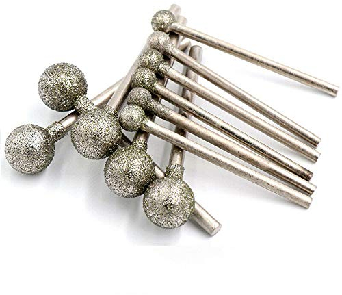 Powertool Rotationsfräser, diamantbeschichtet, runde Kugelfräser, Rotationswerkzeuge für Hängemühle, Graviermaschinen, Glas, Fliesen, Schnitzen, Materialentfernung (5 Stück - 3 x 8 mm), silber