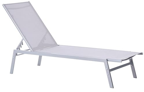 Moderne Gartenliege aus Stahl Mesh in Grau verstellbare Rückenlehne Noli