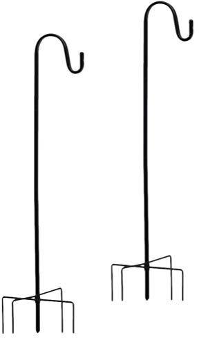 Hemoton Shepherd Hooks 2Pcs Garden Planter Stakes Hanging Plants Basket Hanger Bird Feeder Pole Rust Resistant Plant Hanging Hook for Plants Lights Lantern Flower Basket Wedding