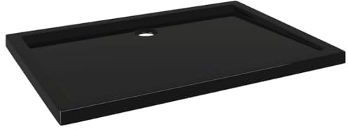 vidaXL Rectangular ABS Shower Base Tray - Fibreglass Reinforced, Easy Low Threshold Entry, Black, 70x100 cm, Scratch and Stain Resistant