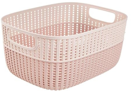keeeper Aufbewahrungskorb in Strick-Optik, Seitengriffe, Luftdurchlässig, Kunststoff, 15 L, stine, Hellrosa