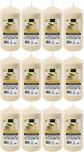 Velas Taco Aroma Crema de Vainilla Perfumadas Grandes XXL 120 x 57 mm - Lote de 12 Unidades - Velones Aromáticos - Gran Duración y Delicado Aroma - 34-36 horas Duración - Aromaterapia por Velas