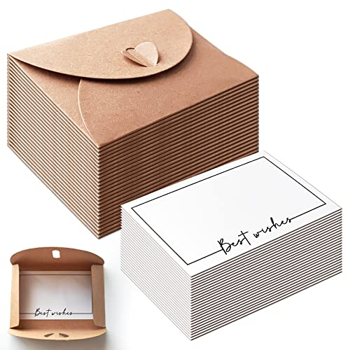 25 Blatt kleine Briefumschläge mit 25 Blatt blanko Papier Karten,10.6×7.6 cm Kuvert mit Karten Kraftpapier Briefumschläge für Geburtstagsfeier Einladung Dankeskarten (Best Wish)