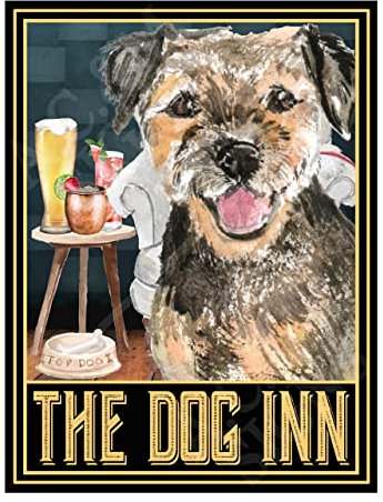 Metal Sign Plaque The Dog Inn Border Terrier Home Bar Man Cave Garden Shed Garage Pub Decor Shed Garage size 10x8in ref8187