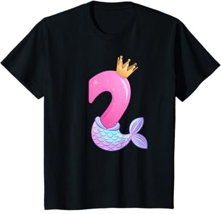 Geburtstagsmädchen 2 Jahre alt, Meerjungfrauenflosse T-Shirt