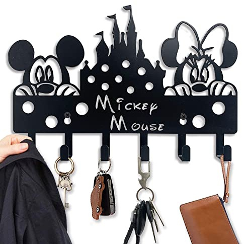 Viiluuxr SchlüSselbrett Schwarz Und 6 Haken SchlüSselhalter Ohne Bohren Wandmontage Platzsparendes Tragbares Organizer SchlüSselablage Aufbewahrung Kindergarderobe Garderobenhaken Mehrzweckhaken.