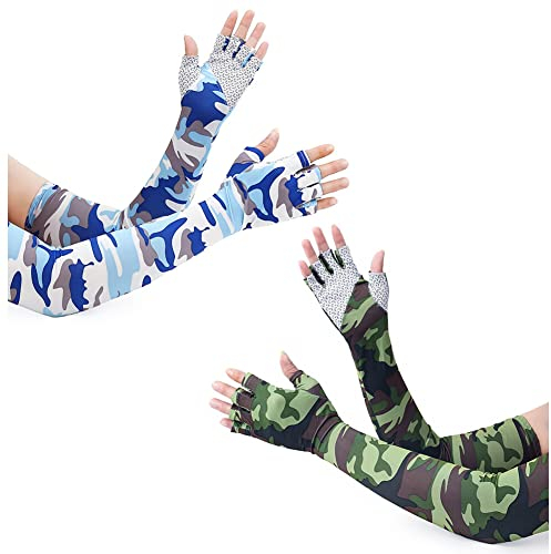 2 Paar Sommer Arm Ärmel,UPF52+ UV-Schutz Kühlung Armstulpen Sonnenschutz Armlinge Anti UV Running Arm Sleeves Tattoo Cover Sommer Handstulpen mit Daumenloch Outdoor-Aktivitäten für Damen Herren