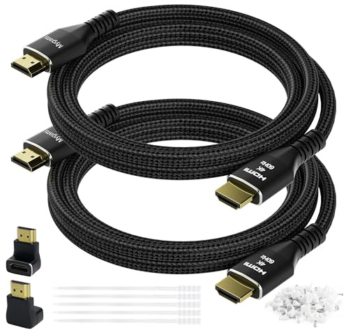 Câble HDMI 4K 1.5 mètre(paquet de 2),câble HDMI 2.0 Ultra HD,connecteurs en nylon tressé et plaqués or,4K à 60 Hz,2K,1080P,câbles HDMI en vrac pour ordinateur portable,moniteurs,HDTV,PS5 et plus
