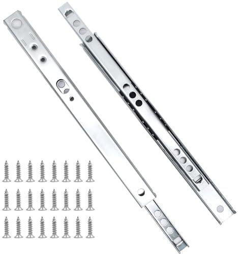 Litoexpe Schubladenschienen, 40 cm, sanft schließend, 2-Wege-Schubladenschiene, Kugellager-Design für Schrank, Kommode, Küche, 1 Paar