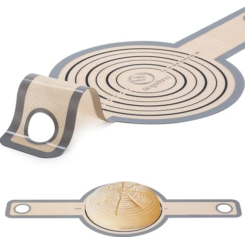 Große Silikon-Brotschlinge Dutch Oven - 24,1 cm antihaftbeschichtet & leicht zu reinigen wiederverwendbare Silikon-Brotbackmatte mit extra langen Griffen Brotbackblecheinsatz 1 graue Stück für