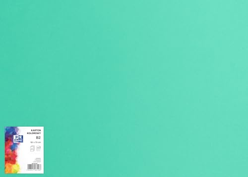 OXFORD Tonzeichenkarton 50 x 70 cm Bastelkarton, DIN B2, Tonkarton B2, Buntes Bastelpapier, für Arten von Handarbeiten, Tonpapier 225 g/m² Bristolkarton 25 Blatt, Türkis 25 Stück