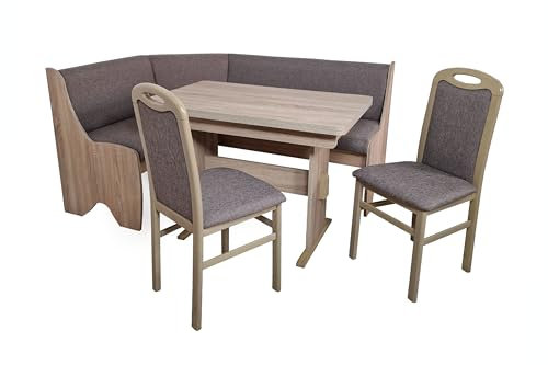 wonido Moderne Truhen-Eckbankgruppe, grau-braun, mit Wangentisch