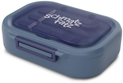 Klarstein Schmatzfatz - Portapranzo Ermetico, Lunch Box Con 3 Scomparti, Tritan Senza BPA, Lavabile In Lavastoviglie, Include Le Posate, Design Colorato, Blu Porcellana, Compatto & Portatile