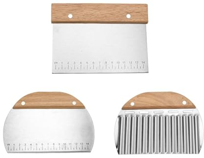 YANINEE 15CM 3PCS Teigschaber Edelstahl Teigkarte, Dough Scraper mit Schuppen