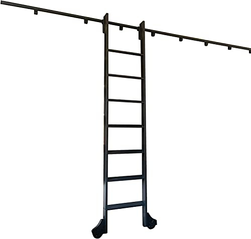 FZZIBQYR Hardware-Kit für Schiebeleiterschienen | Gleitschienen-Rollenschrank-Zubehör, Hardware-Kit für Schiebetür im Scheunenstil, Rollleiterschiene, Keine Leiter – 2 m, 3 m, 4 m, 6 m (Größe: 16 Fuß