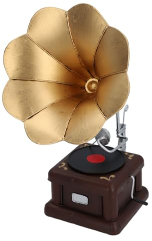 Wifehelper Grammophon-Spieluhr, Eisen, Vintage-Phonograph, Europäische Ornamente, Klassische Trompete, Grammophon, Kosmetikbox, Plattenspieler-Modell, Kunsthandwerk für Zuhause