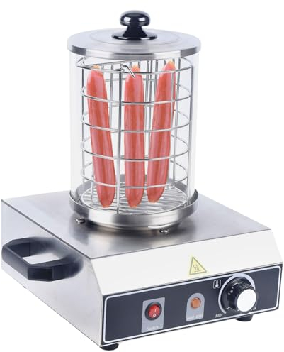 Konfiur 350W Hot Dog Gerät, 16 X 21.5 cm Edelstahl Wurstkocher Profi Würstchenwärmer, Bockwurstwärmer für Restaurants Snackbars Schnellimbisswagen Oder Catering
