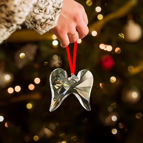KANPURA Crystal Angel Wings With 2025 Heart Style Engraving Ornaments Hanging Ornament Gifts for Family