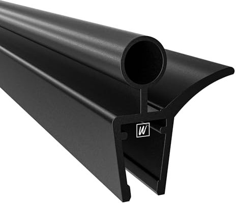 WAKA Joint de douche et lèvre de douche de qualité supérieure, optique, noir, pour porte de douche, 6 à 8 mm, en verre, 100 cm, compatible avec une barre de seuil de douche