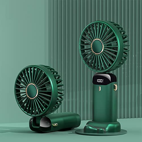 ciciglow Persönliche Kühlung, Handventilator mit Einstellbarer Windgeschwindigkeit, LED-Bildschirmanzeige, Lange Akkulaufzeit, Kleiner Taschenventilator für Persönliche Kühlung (GREEN)